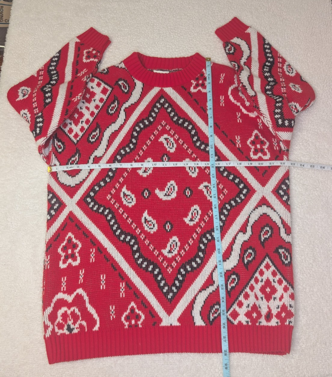 Traffic Jam Vintage Bandana Western Sweater Size M/L Red Black White