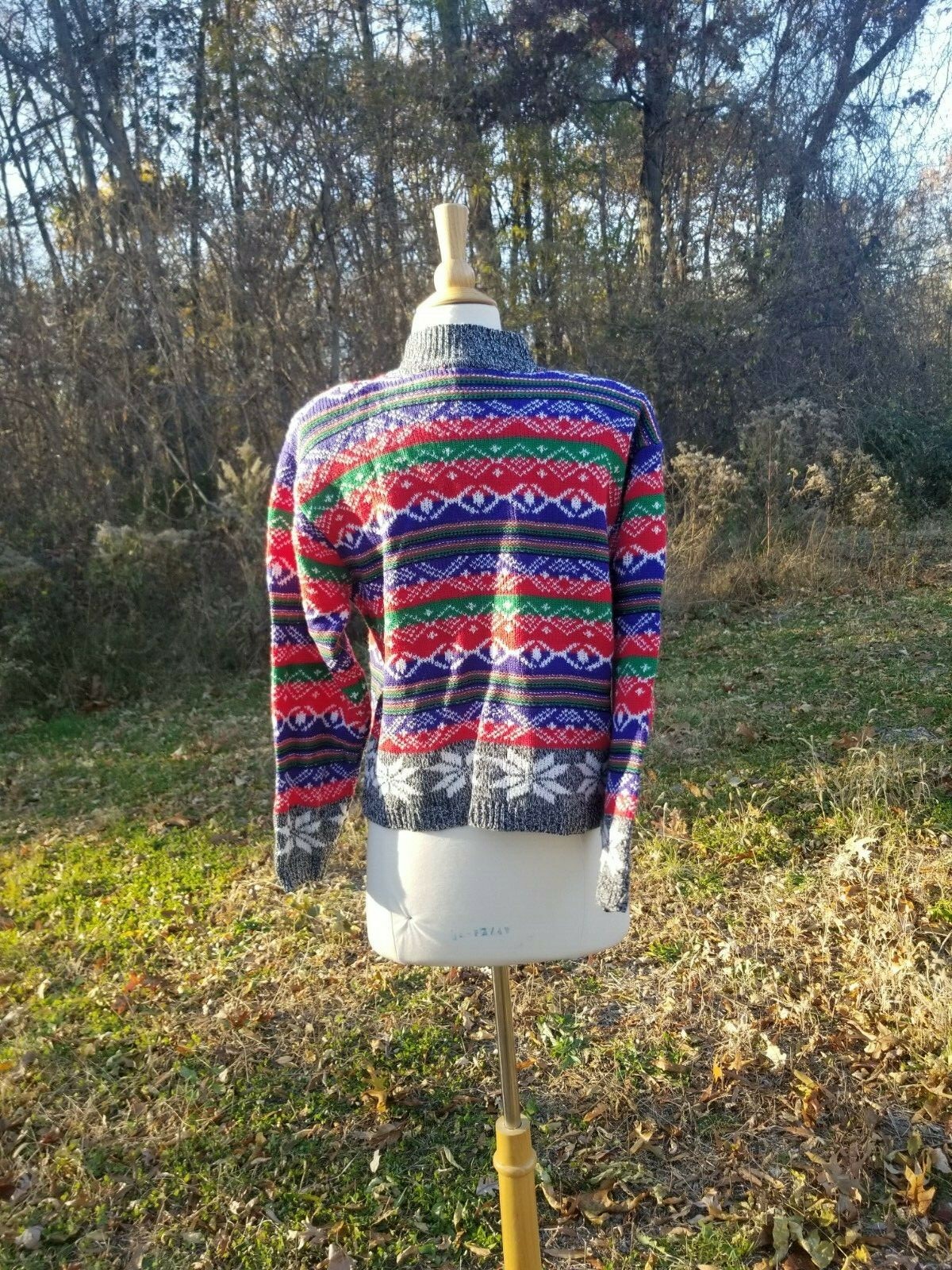 Vintage 80-90s Hasting & Smith Holiday Christmas snowflake ugly cardigan size P