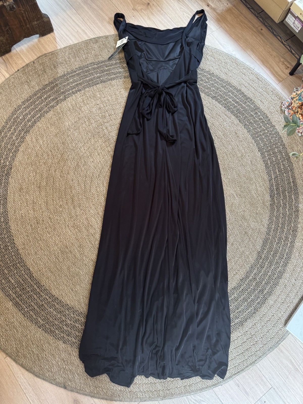 Vintage NWT David Meister Black Cowl Neck Maxi Dress Evening Gown Sleeveless