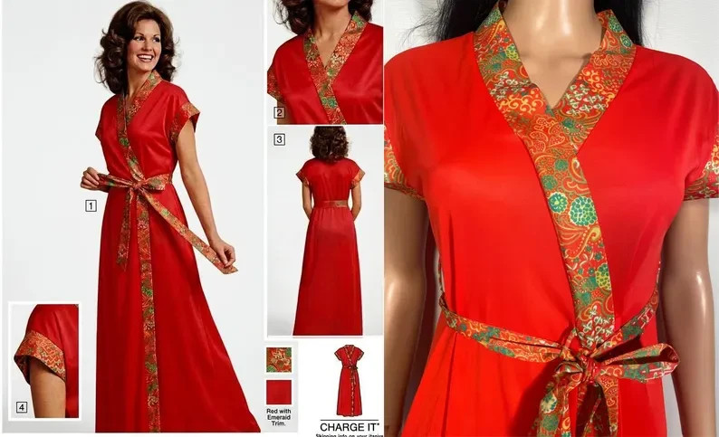 Vintage 1970s Asian Inspired Loungewear Dress Size S
