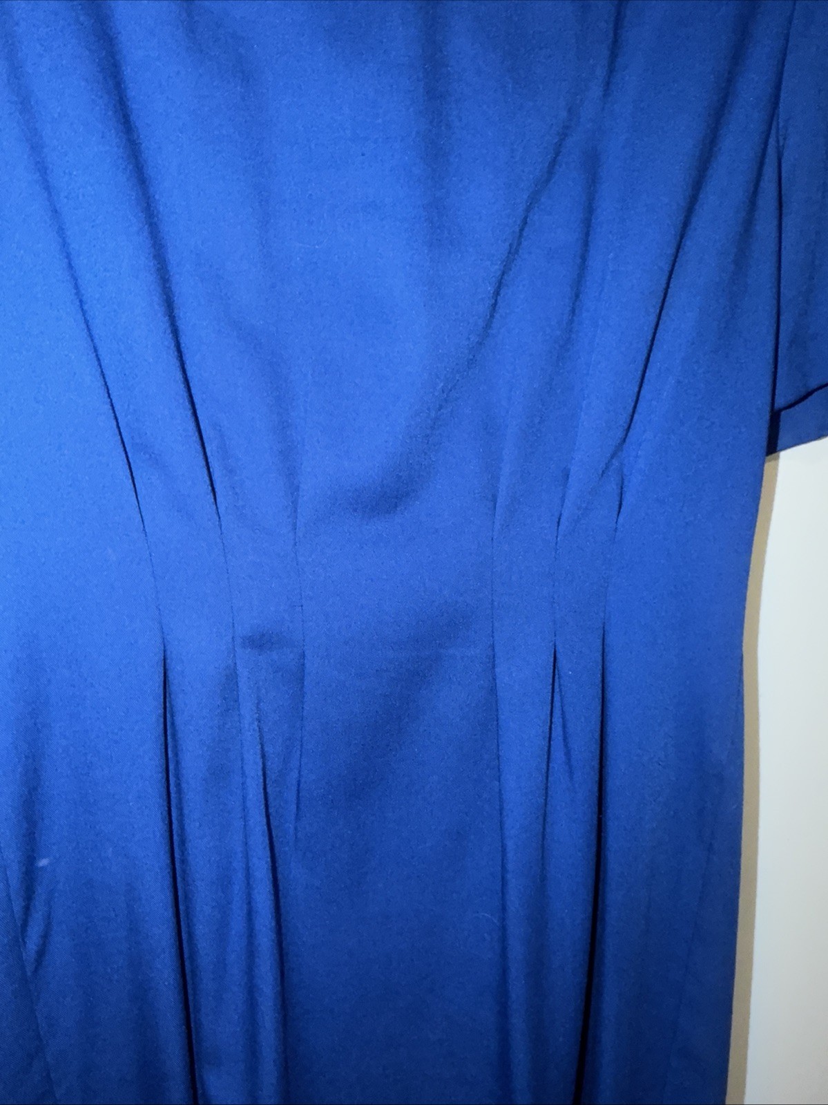 LESLIE FAY Vintage Shirt Dress Blue Pleated Buttons Midi Career 80s 90s USA