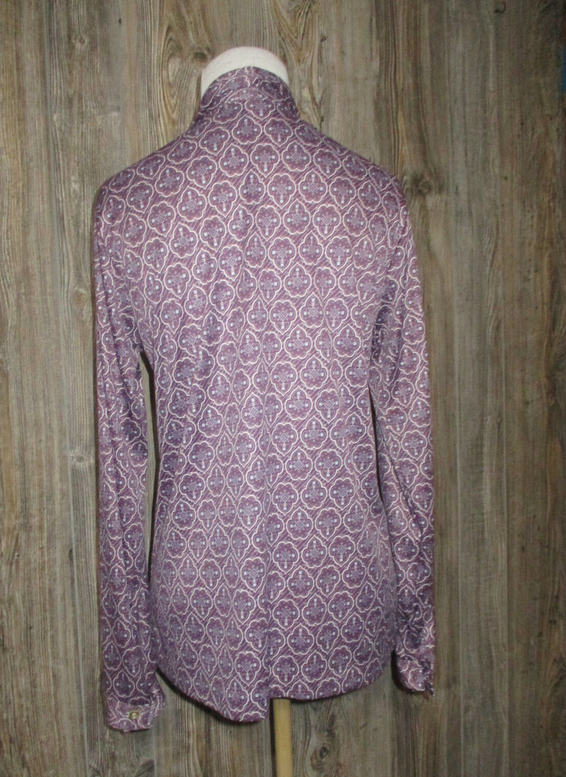Vitg 80s Cape Cod Match Mates Purple Print Long Slv Top Size 14 Made in USA