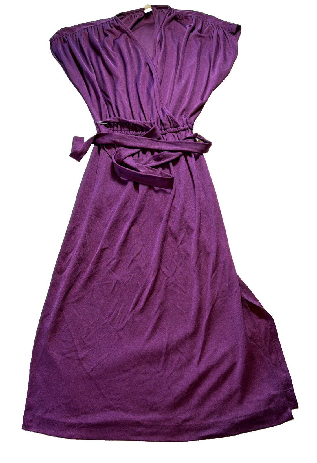 Vtg 70s ILGWU Union Made Purple Wrap Around Dress Size 9