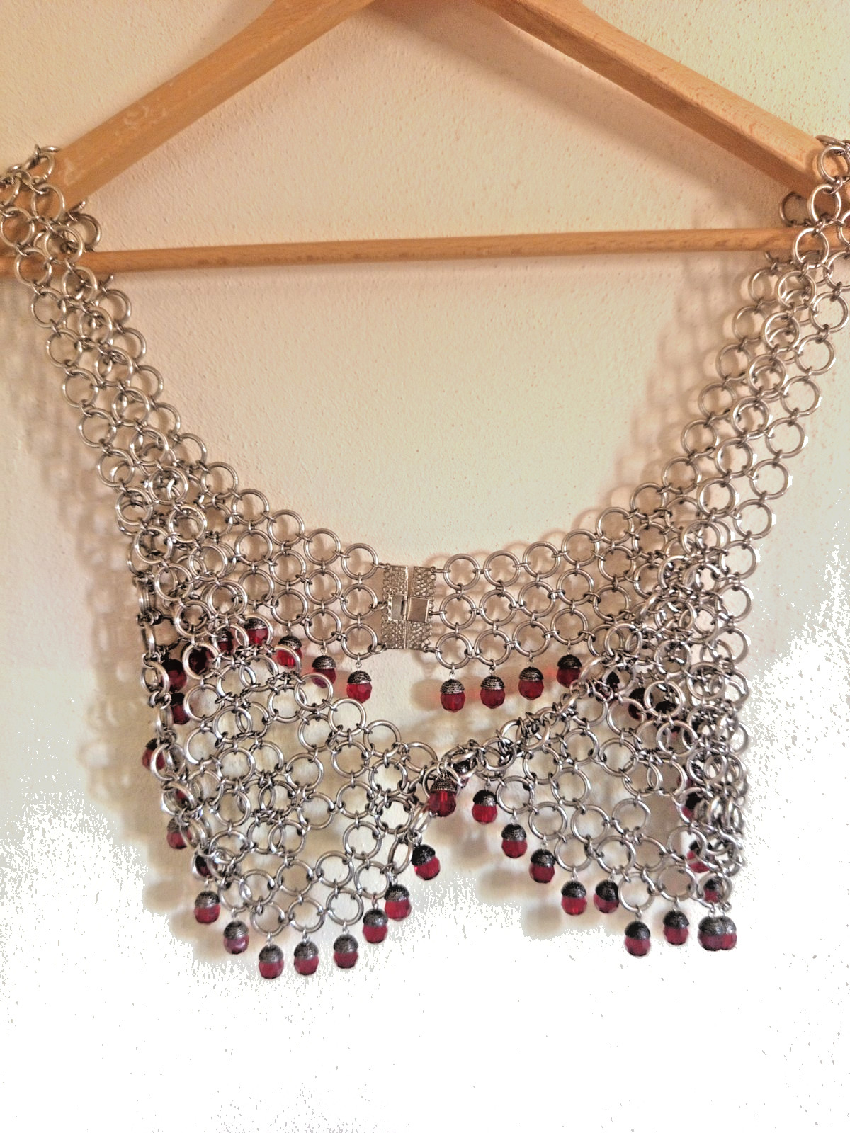Vintage Erickson Beamon Chainmail Crystal Body Bra / Bralette, 1980s/1990s, Red