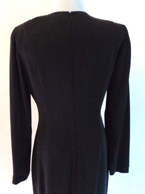 Vintage Dana Buchman Black Silk L.S. „Car Wash” Hem Dress,Size 8, CA. 1980’s, A+