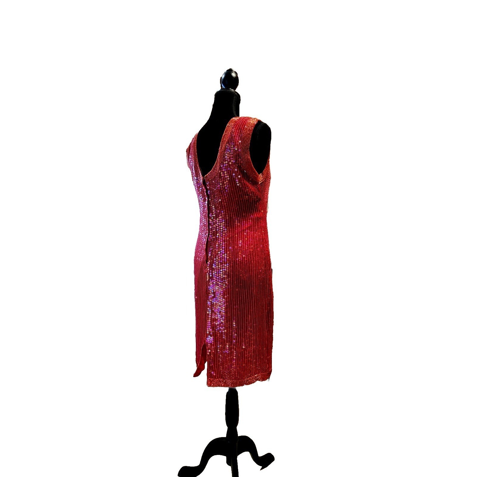 VTG Candlelight Red Sequin Dress Silk Glam 70s 80s Sparkle Cocktail Party Cruise