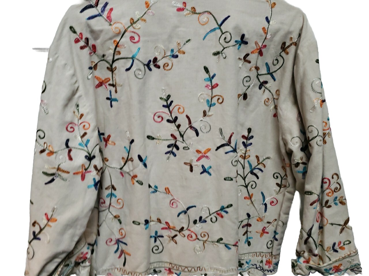 Units Woman Jacket Size L Beige Brown Green Pink Blue Embroidery Vintage 3/4 Sle
