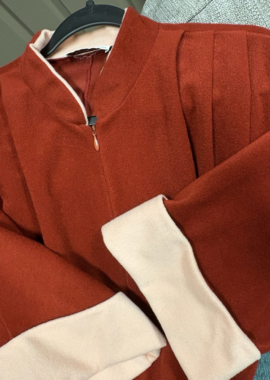 Vintage 1970s Vassarette Velour Zip Up Lounge Robe Large Burgundy Housecoat