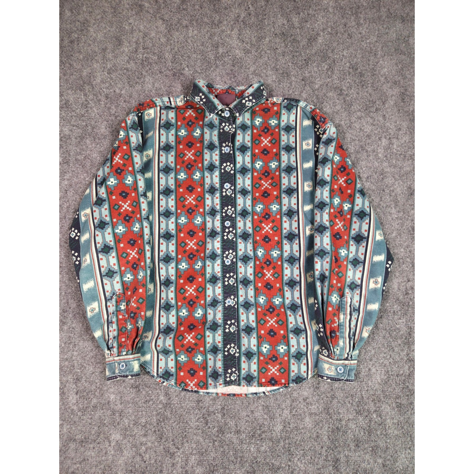 Vintage 90s Woolrich Button Down Shirt Womens S Multi Color Southwestern Aztec