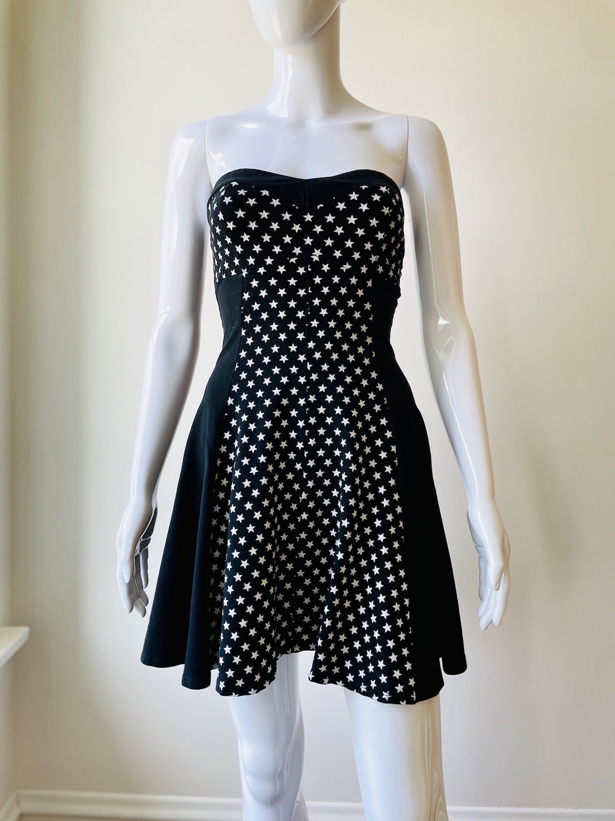 Vintage Y2k S Royal Bones Tripp Nyc Mini Dress Black Stars Strapless S VGUC