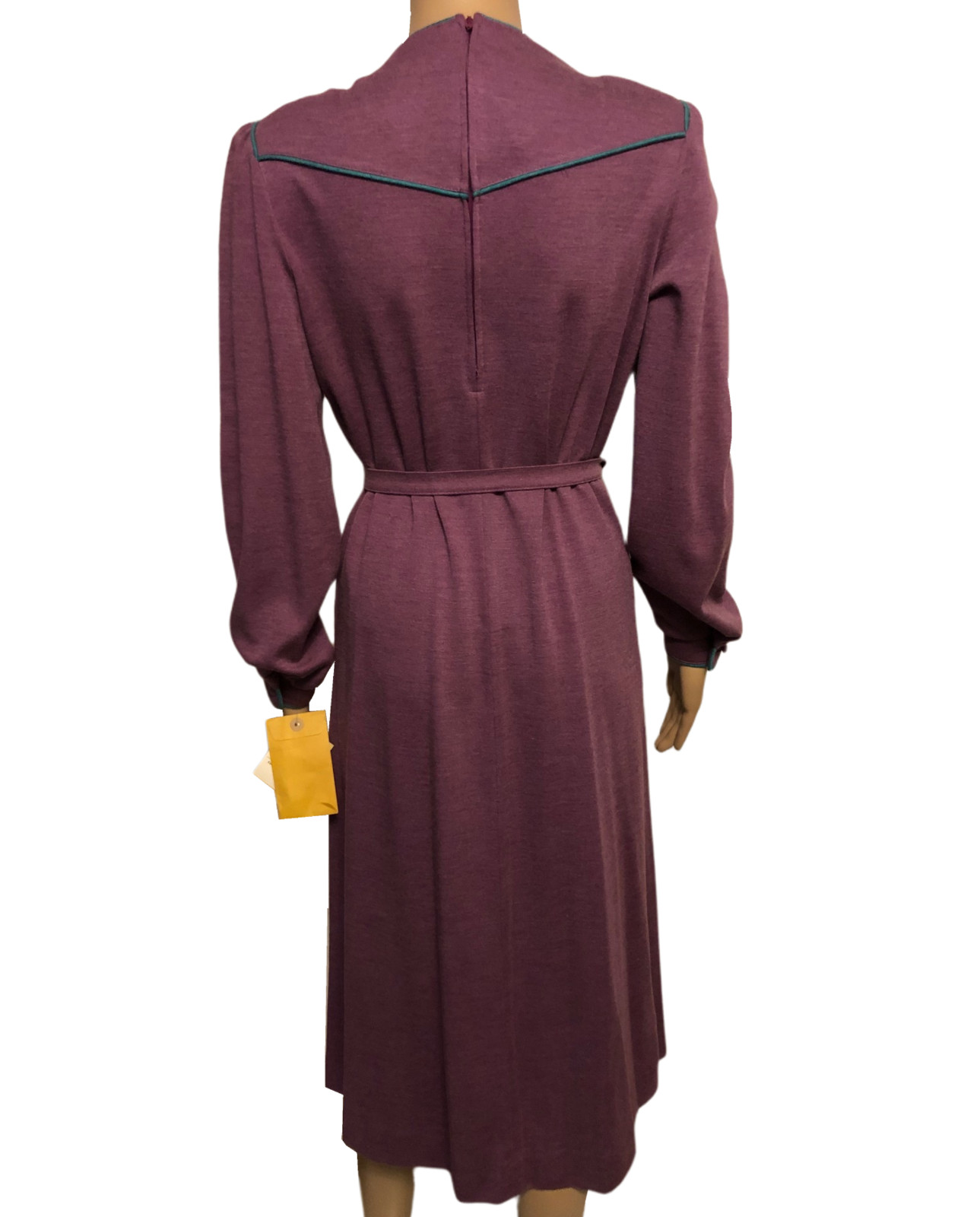 vtg BUTTE 70s 80s Wool Blend Dress Sz 12 Magenta Removable Belt NWT Deadstock