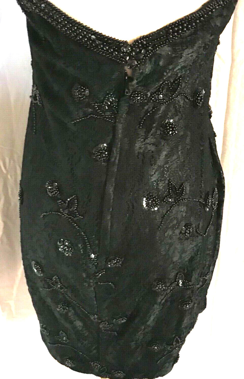 VINTAGE 1980’s Black Beaded Party Dress Size Medium, Couture Prom Evening Gown