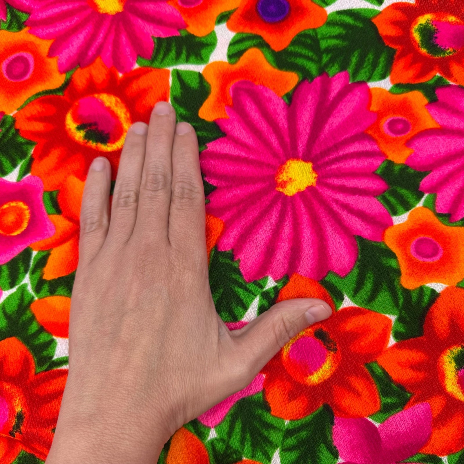 Vintage Hawaiian Floral Dress Large Pink Orange Tropical Paradise Pomaré Tahiti