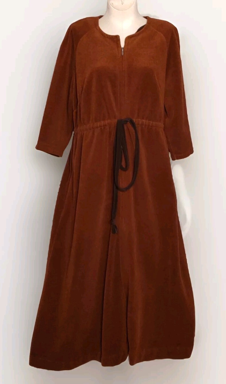 Vintage Vanity Fair – Rare Cocoa Full Zip Drawstring Waist Robe – Women’s Medium