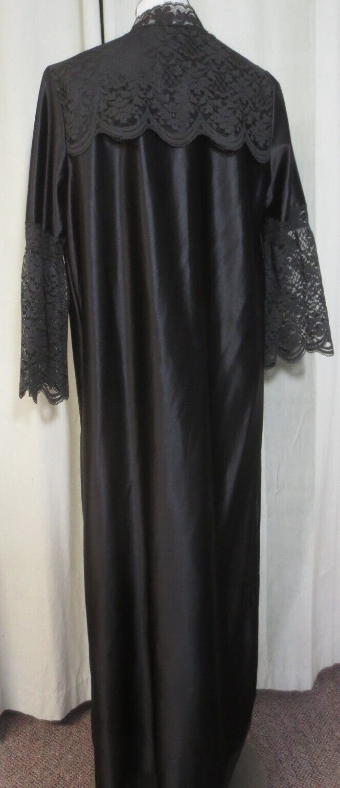 Vtg Jenelle Of California 2 Pc Sexy Black Peignoir Nightgown & Robe Small