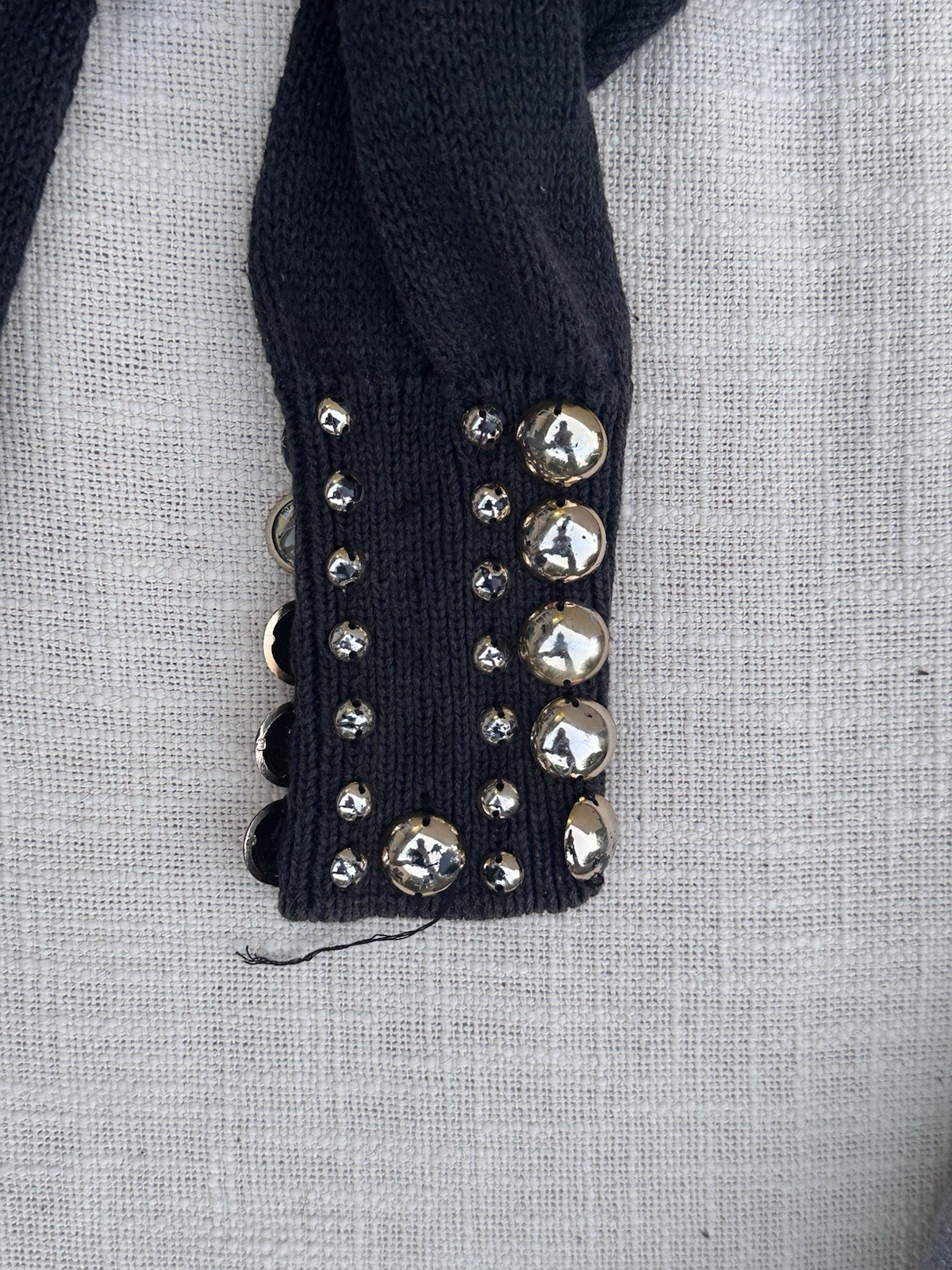 Vintage 80s Bonnie Boerer Black Studded Beaded Turtleneck Knit