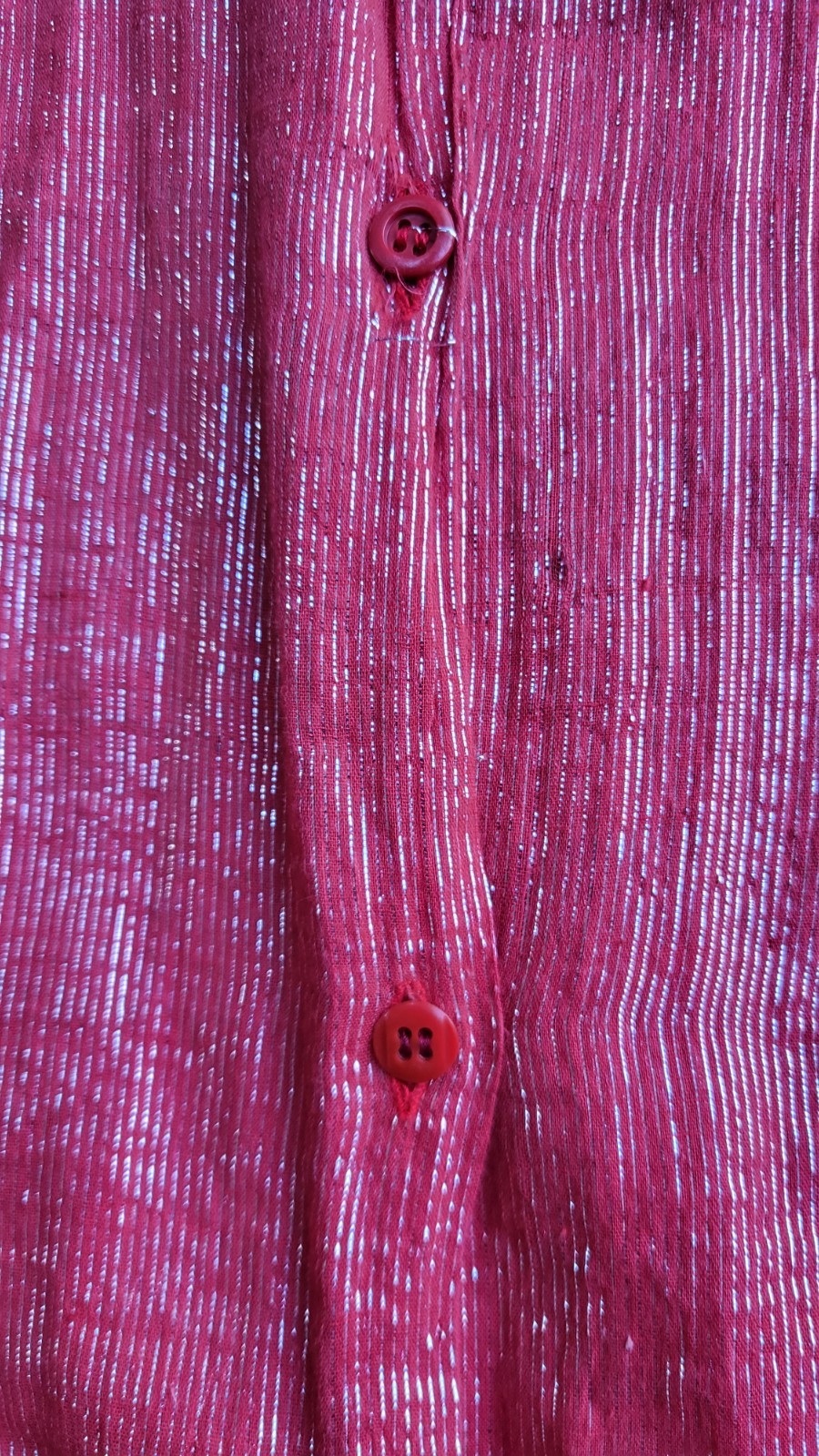 Vintage 1970’s Red Cotton Silver Lurex Stripe BLOUSE Top India – Size S/M