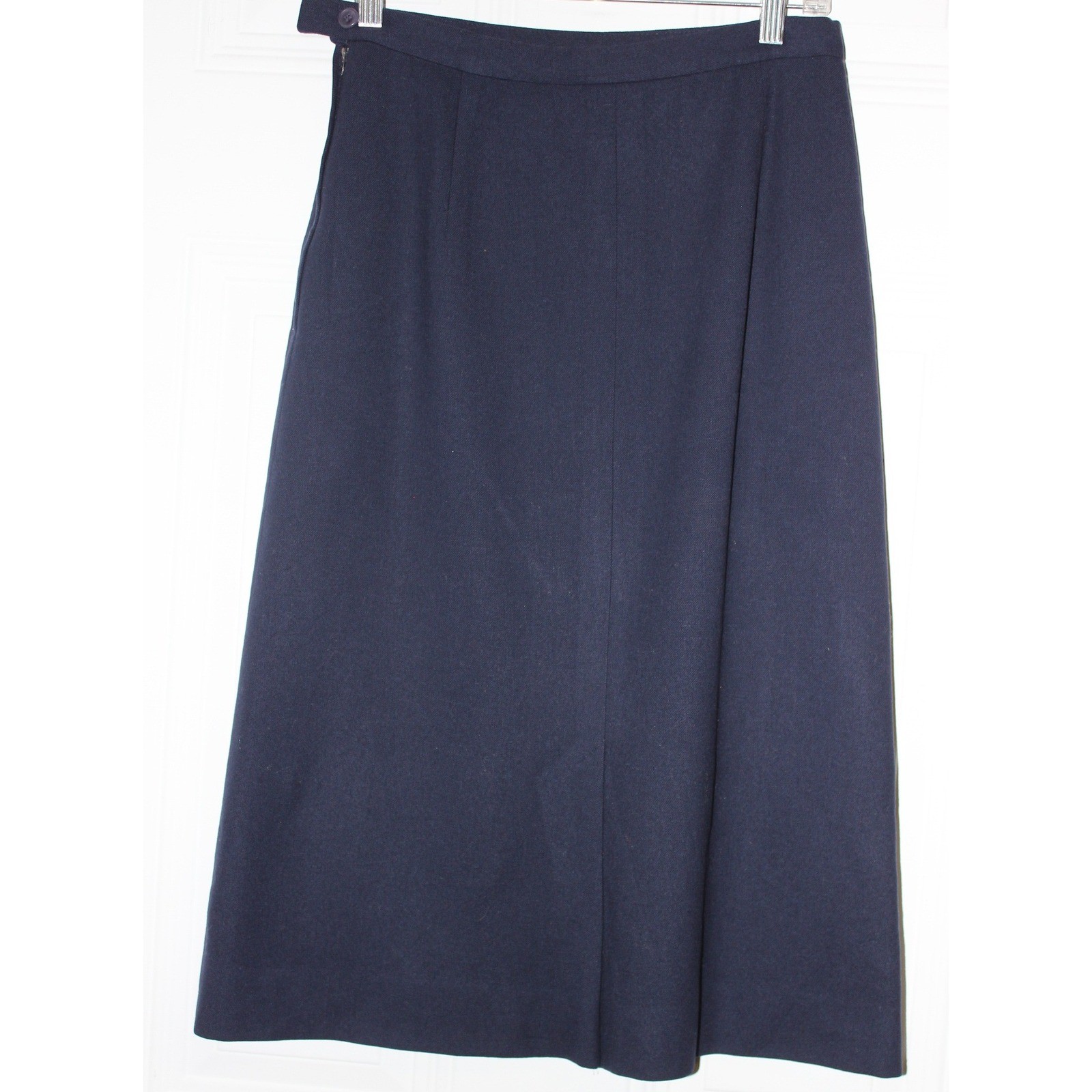 Pendleton Navy Blue 100% Virgin Wool A-Line Midi Skirt Heritage USA SZ 8 Modest