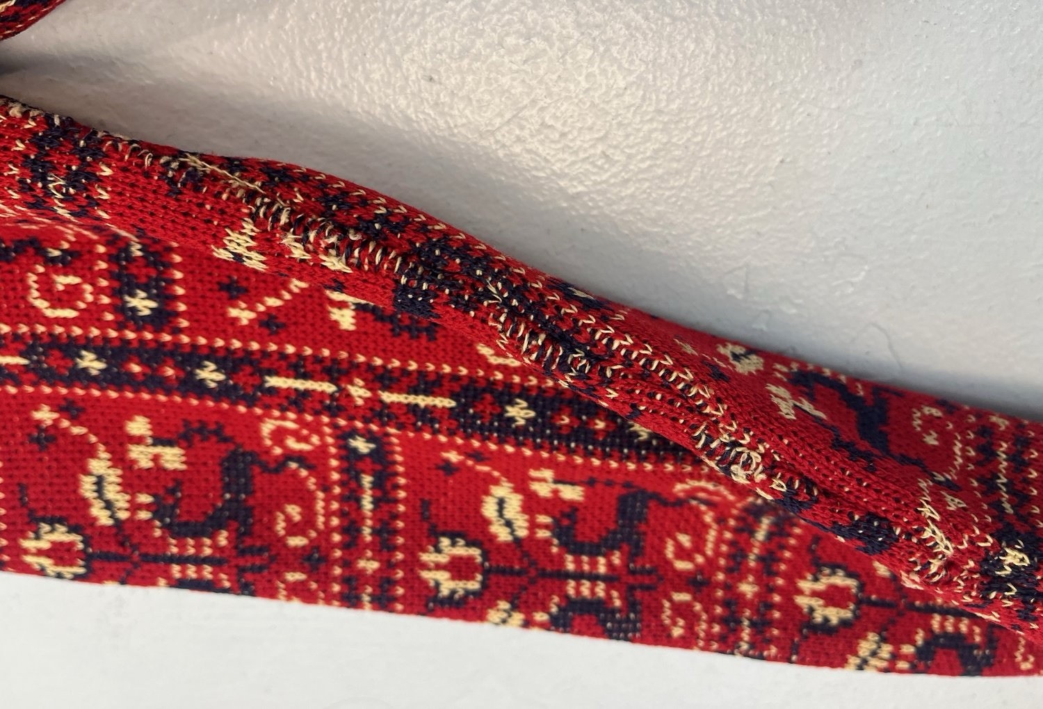 1940s Catalina Jacquard Floral Deer Novelty Print Wool Red Sportswear Sweater