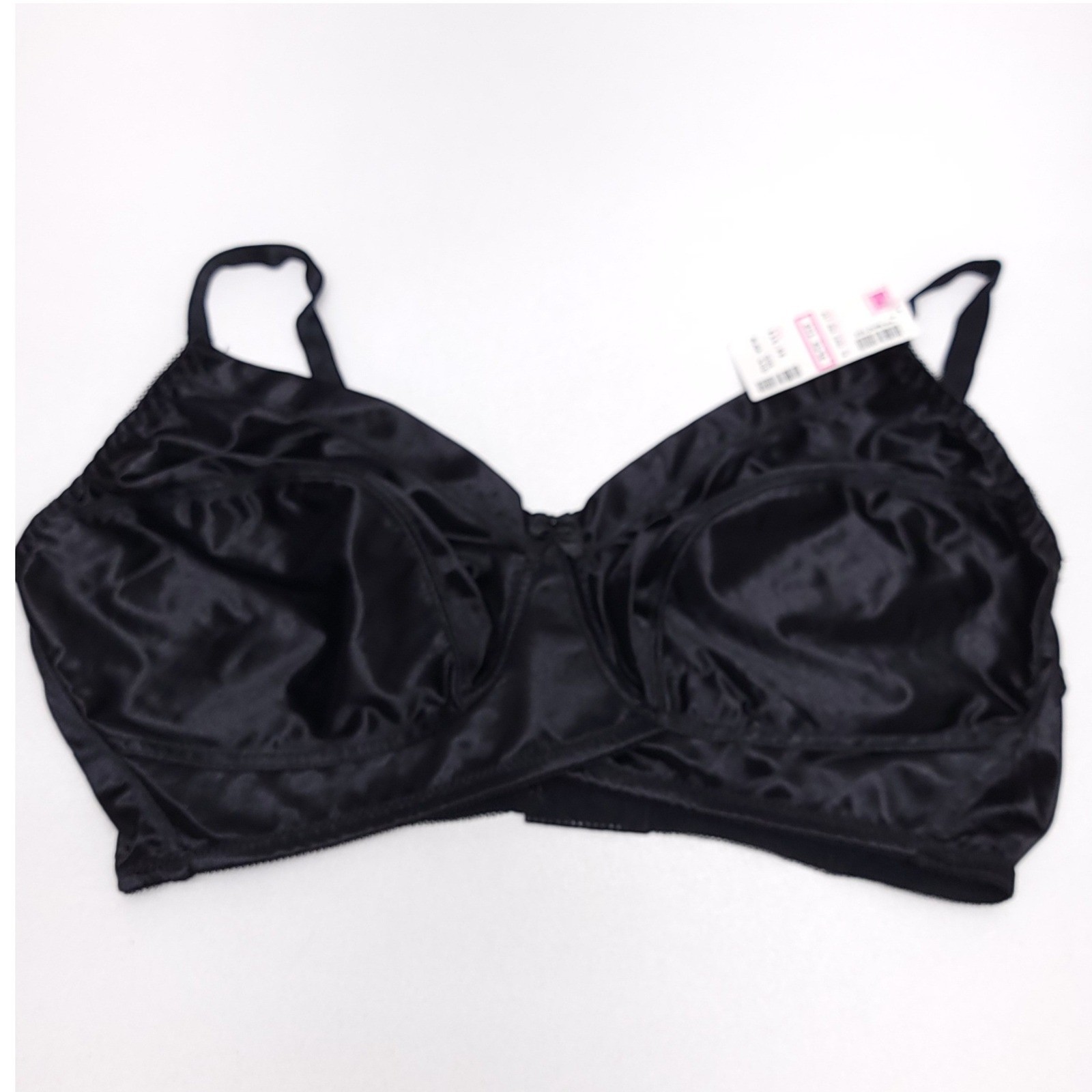 Vintage Stuarts Marianne Petrie Black Satin Full Coverage Bra 44D NWT 530X