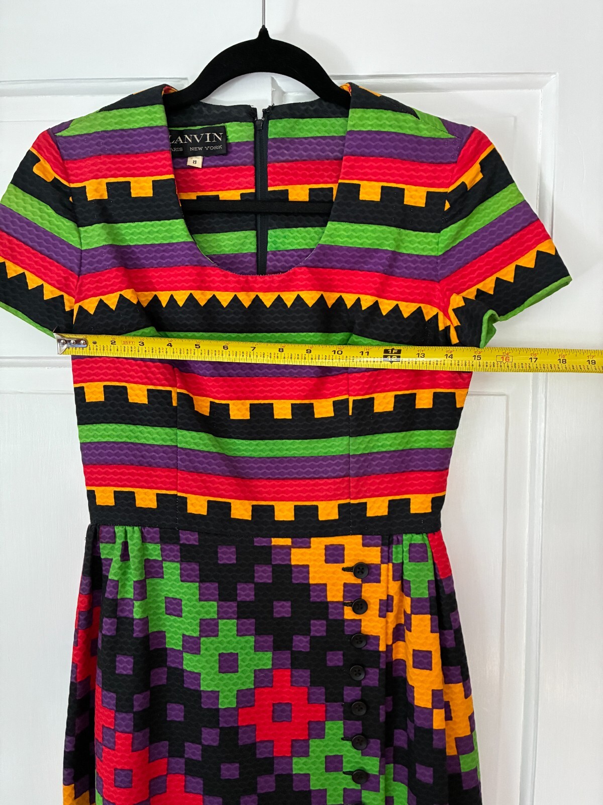 Excellent Cond 1970’s Lanvin geometric print maxi dress || vtg sz 8, modern 4/6