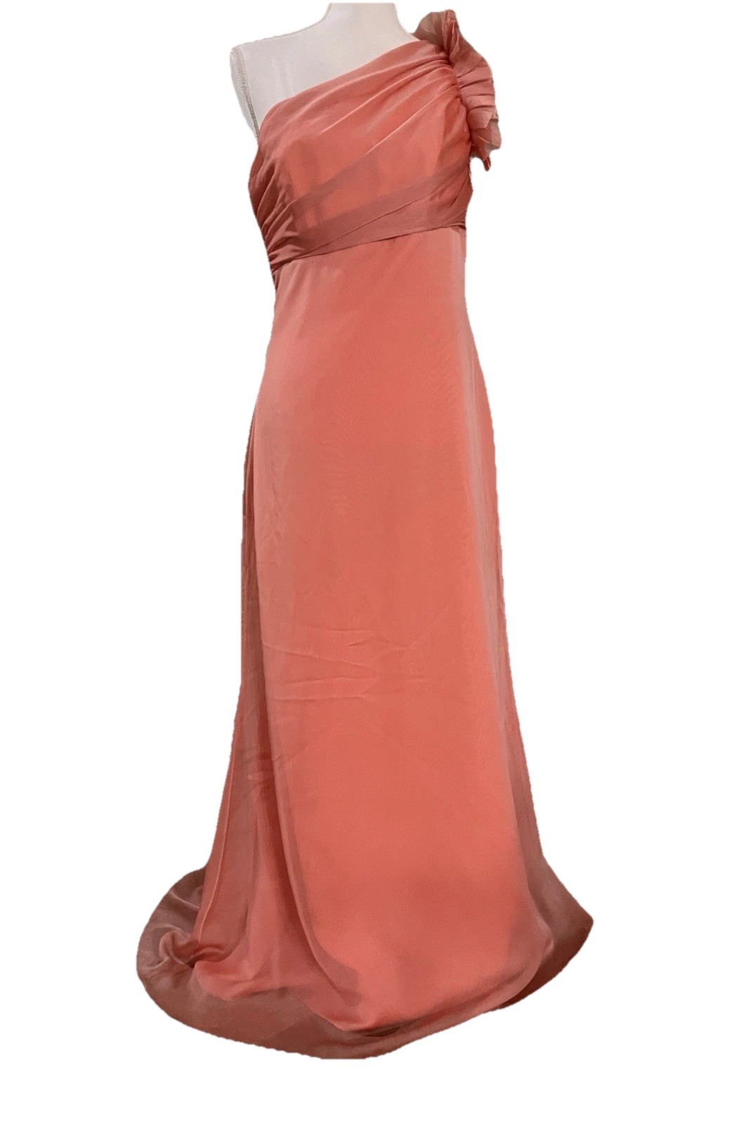 Vintage USA Jim Hjelm MOB Coral Pink One Shoulder Formal Dress Size Large