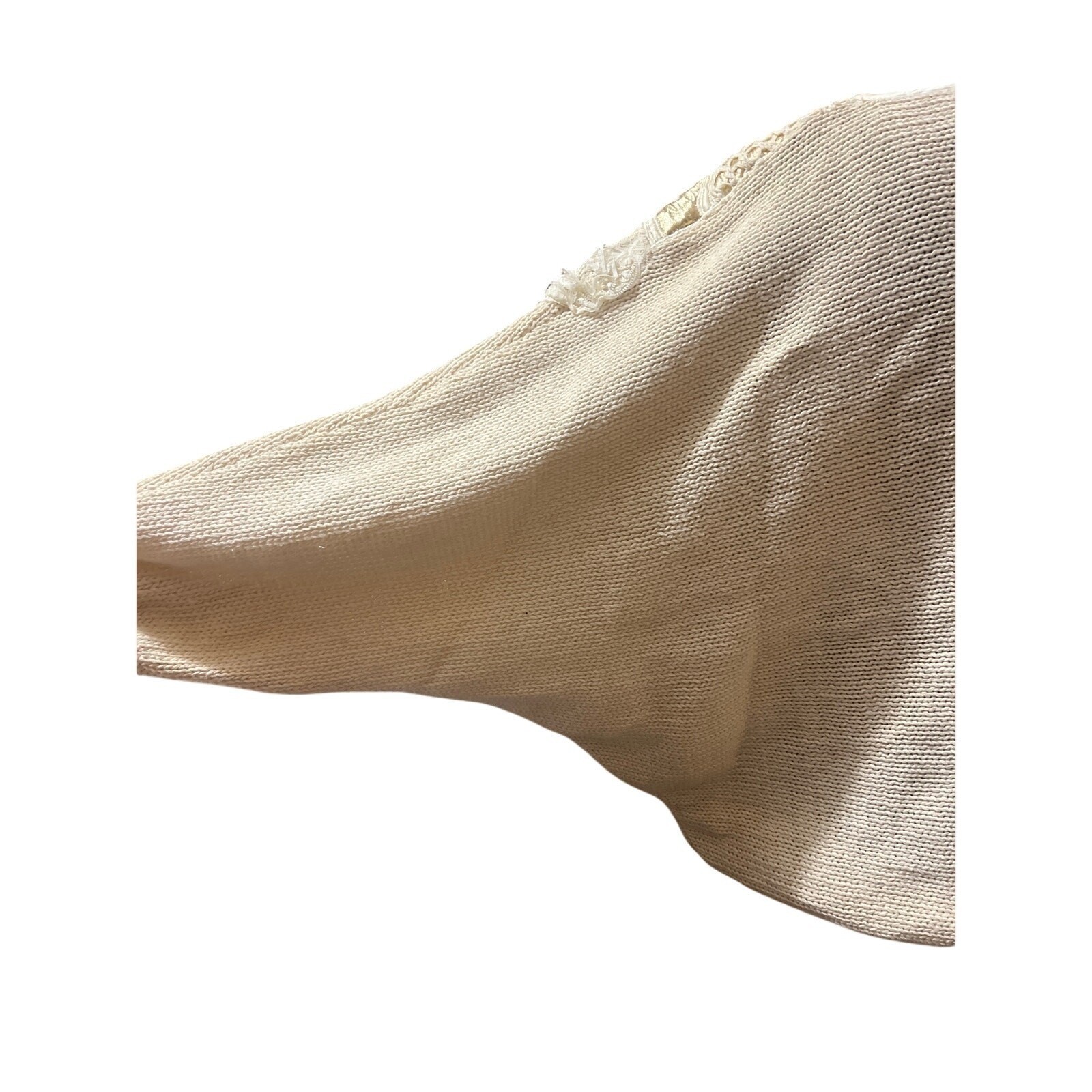 Bonnie Boerer L VTG 80s Cream Gold 3D Floral Roses Lace Appliqué Knit Sweater