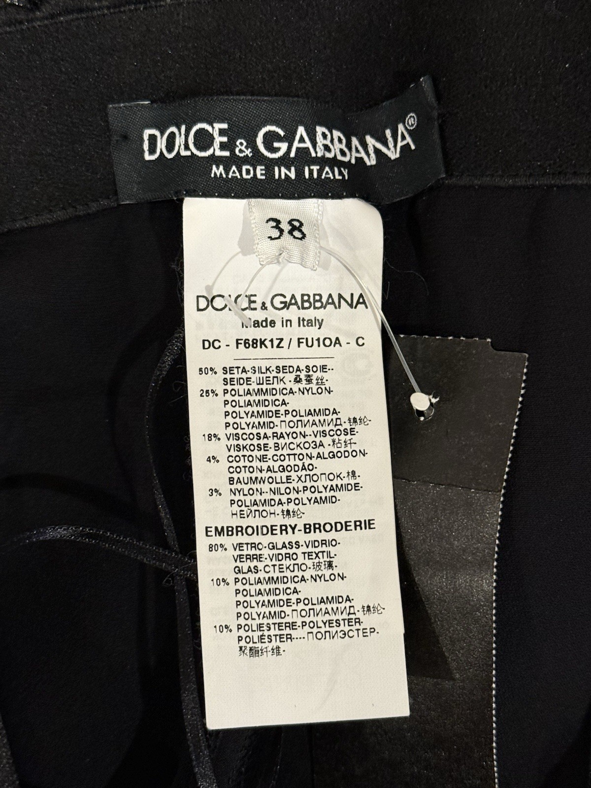 Dolce & Gabbana FW 2010 Runway Black Evening Gown w/ Crystal Trim IT 38