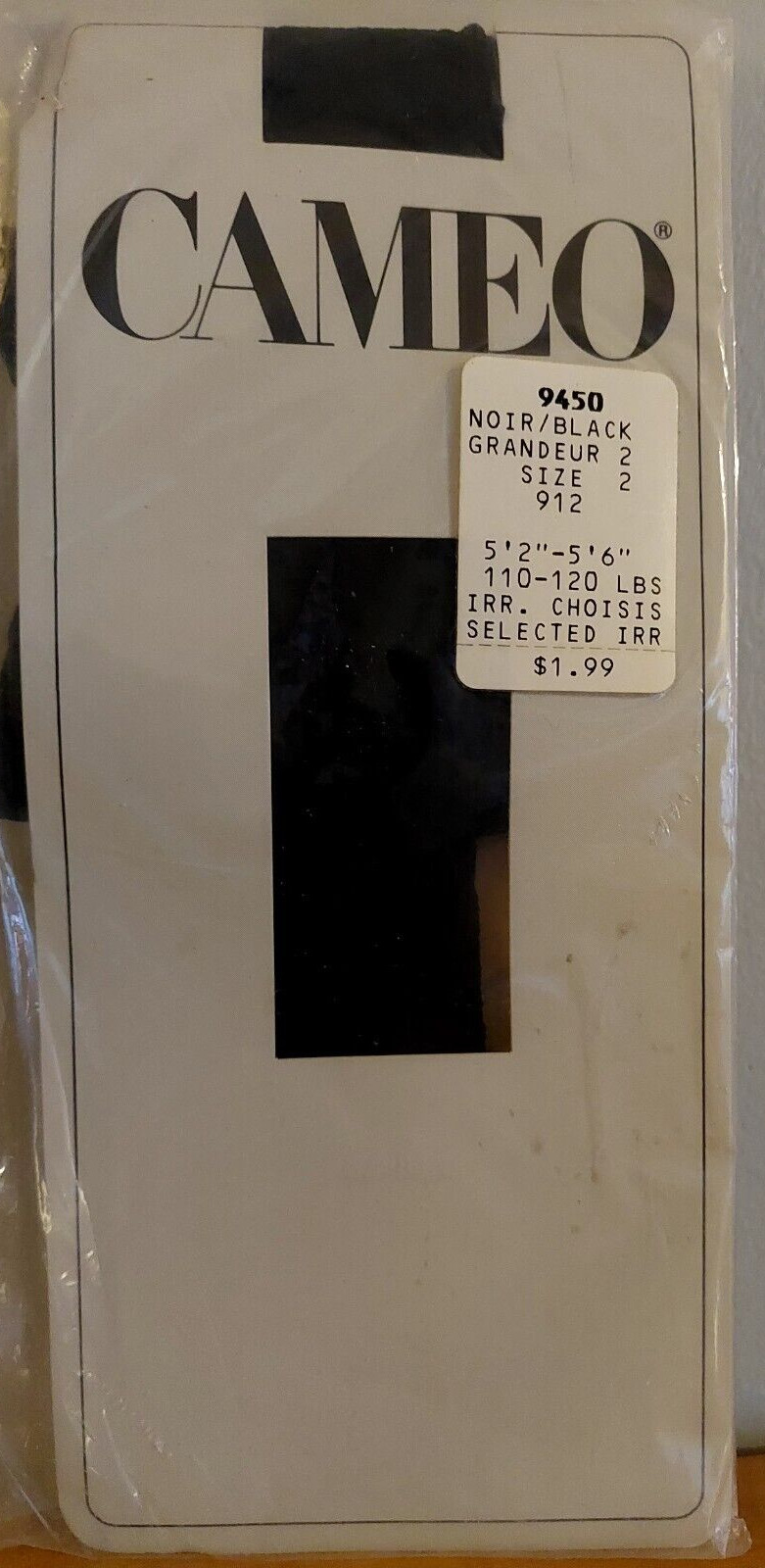 Vintage Pantyhose Dior Edition Cameo Sandalfoot Color Black Size 2 BDR3