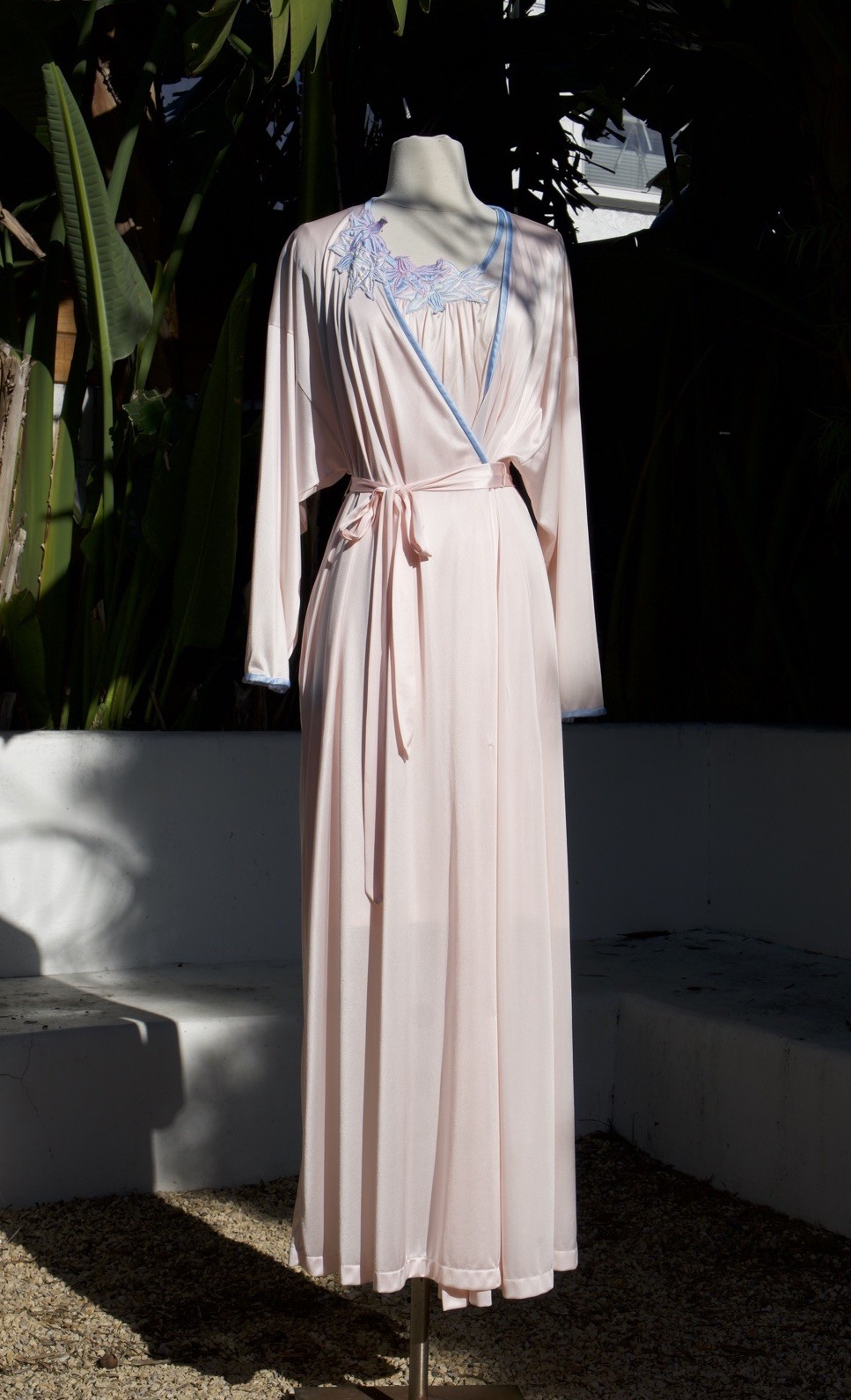Vintage 1980s Set Pink Nightgown Slip Robe Loungewear Vandemere M