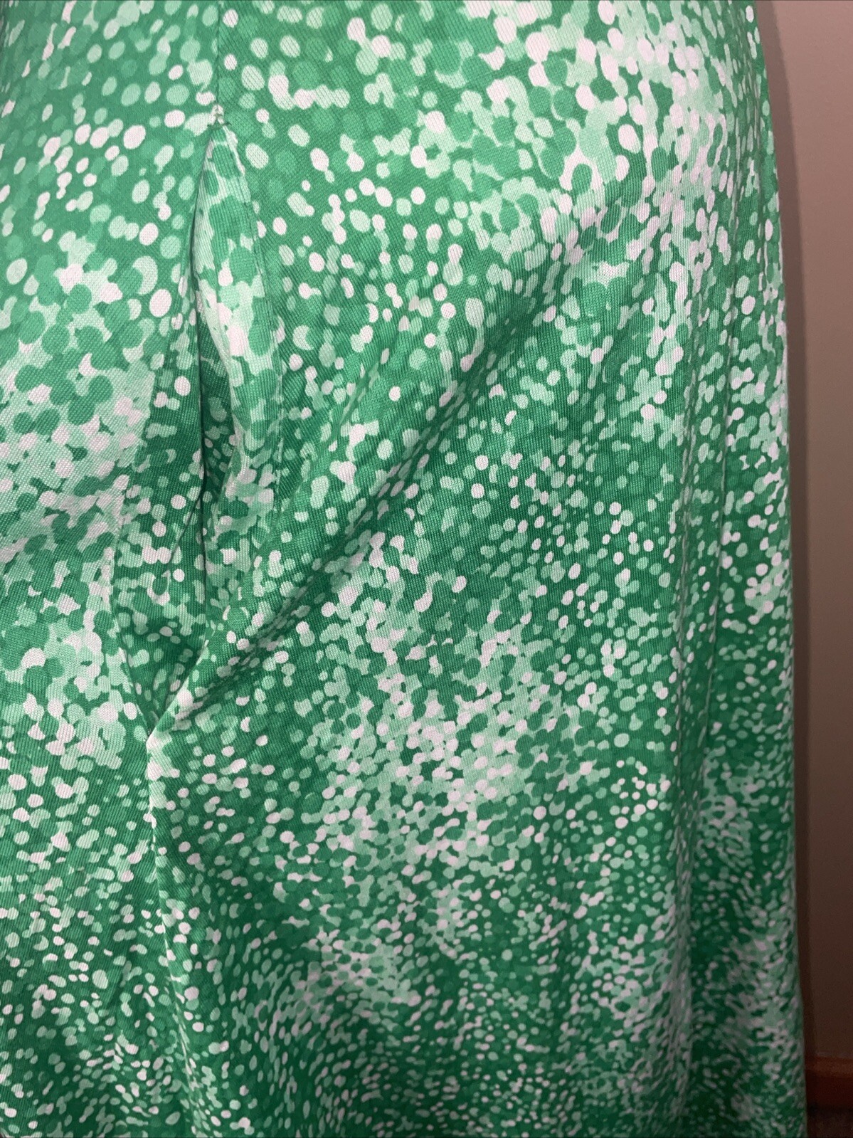Vintage Eva Robert Janan 1970s Green Print Wrap Dress NOS NWT C-35″ 6 8