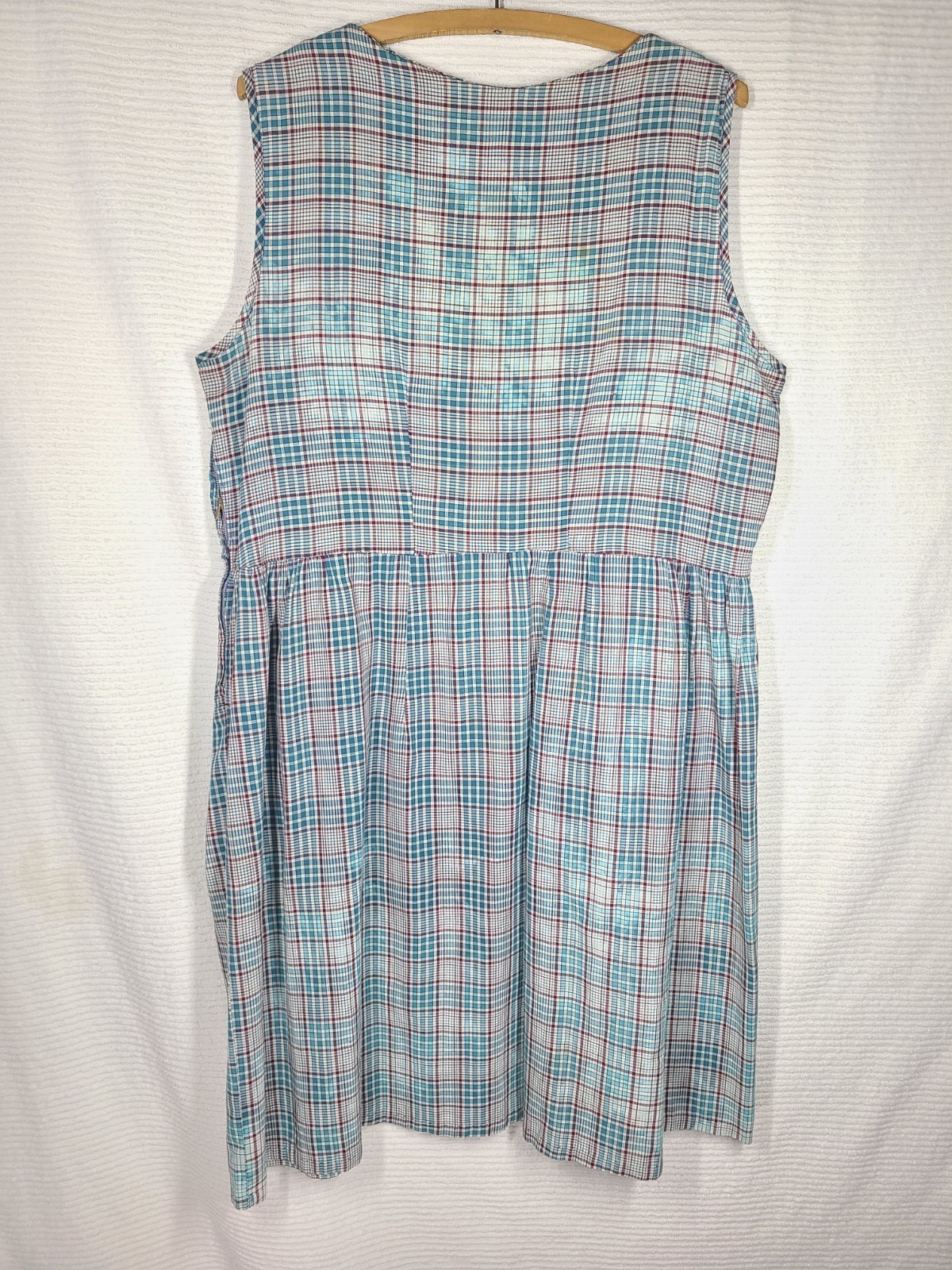 Vtg 50s Country Cotton Plaid Dress Plus Size 1x 2x Metal Zip Amazing Wear Retro