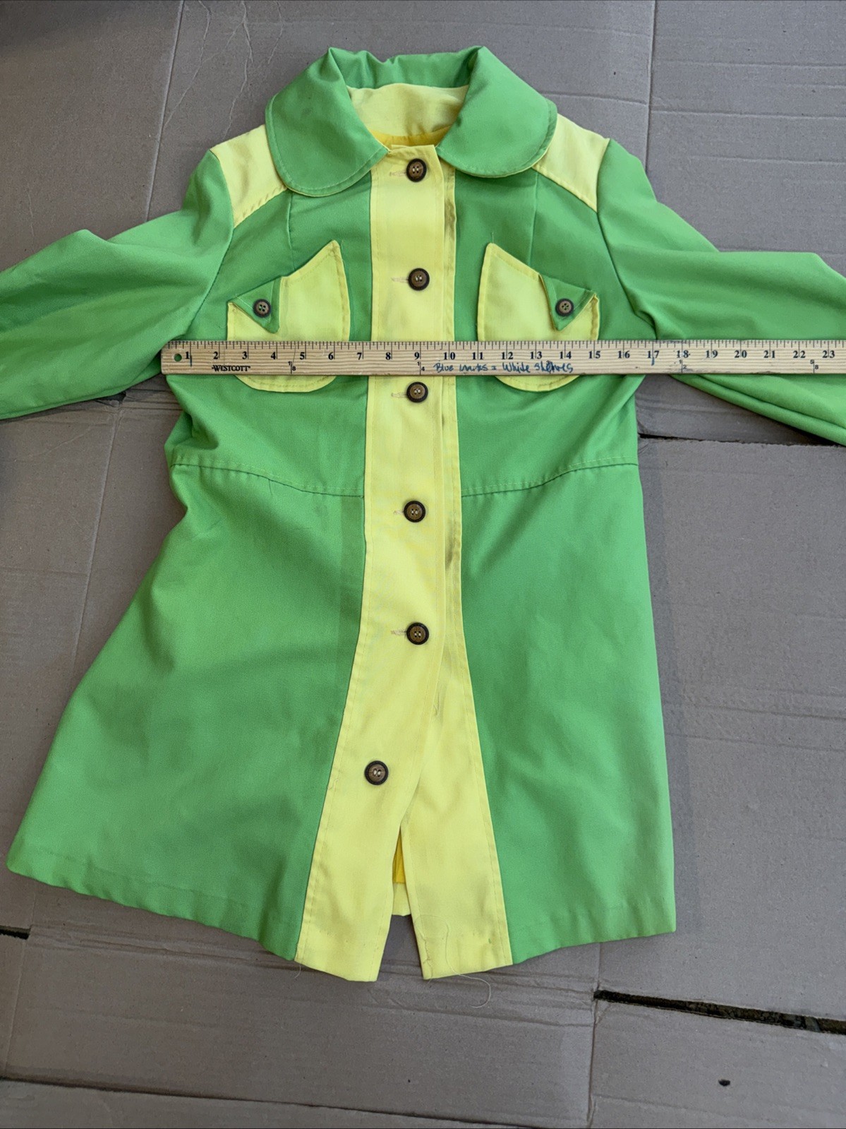 Vintage 1970’s Young Ladies Green & Yellow Jacket Coat