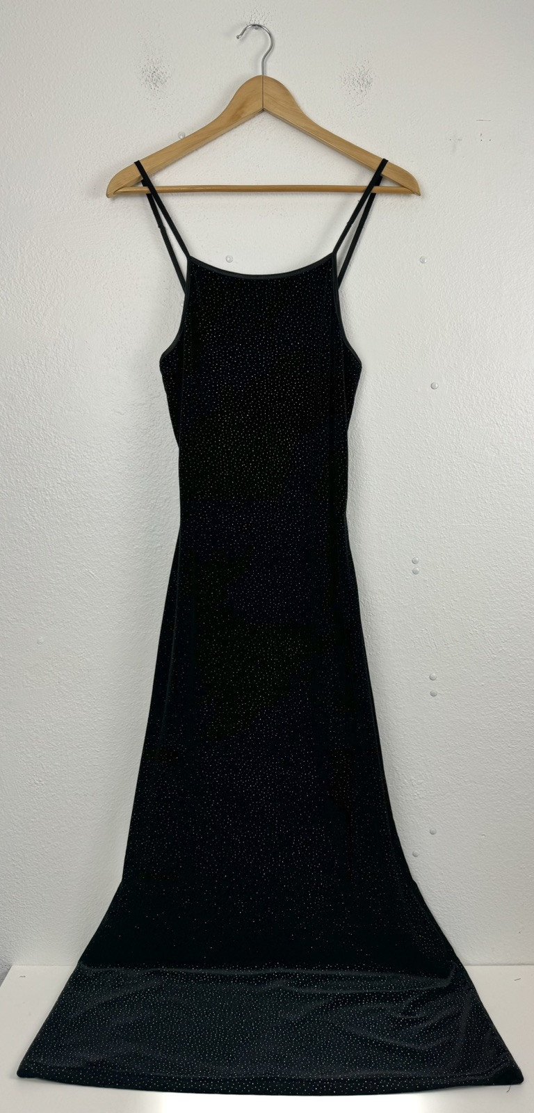 Vintage Byer Too! California Black Glitter Dot Maxi Dress Size M Made In USA