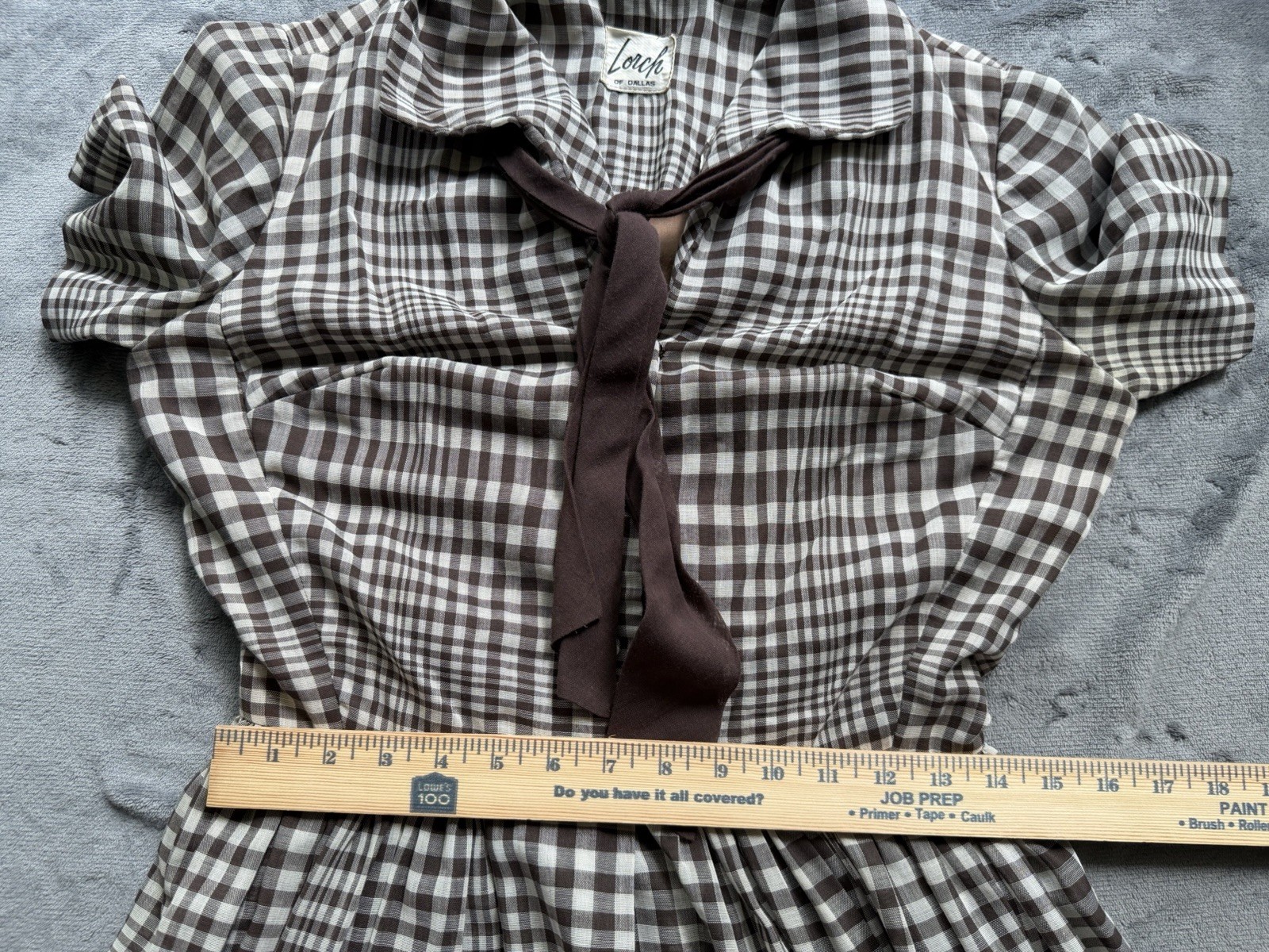 VTG 50s 60s Lorch Of Dallas Gingham Plaid Skirt Tie Brown Rockabilly Swing S/M?