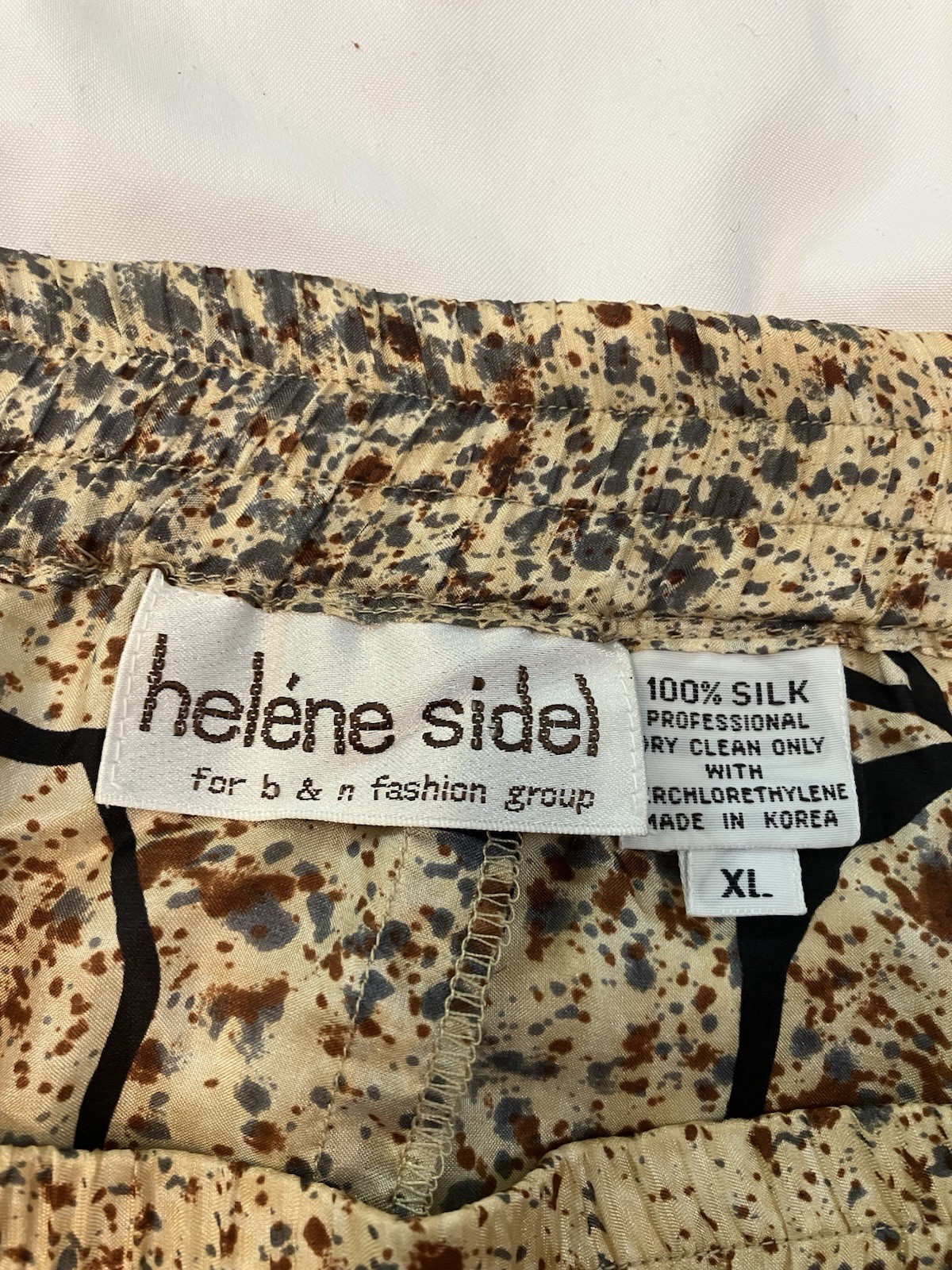 Helene Sidel skirt vintage 100% silk Size XL Brown/Black/Grey