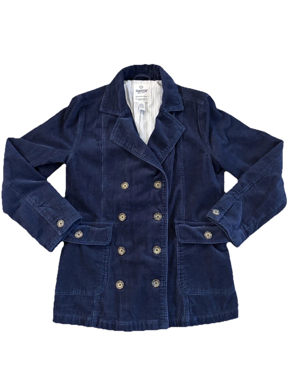 Vintage Double Breasted OshKosh Workwear Corduroy Jacket Women’s Navy Blue M
