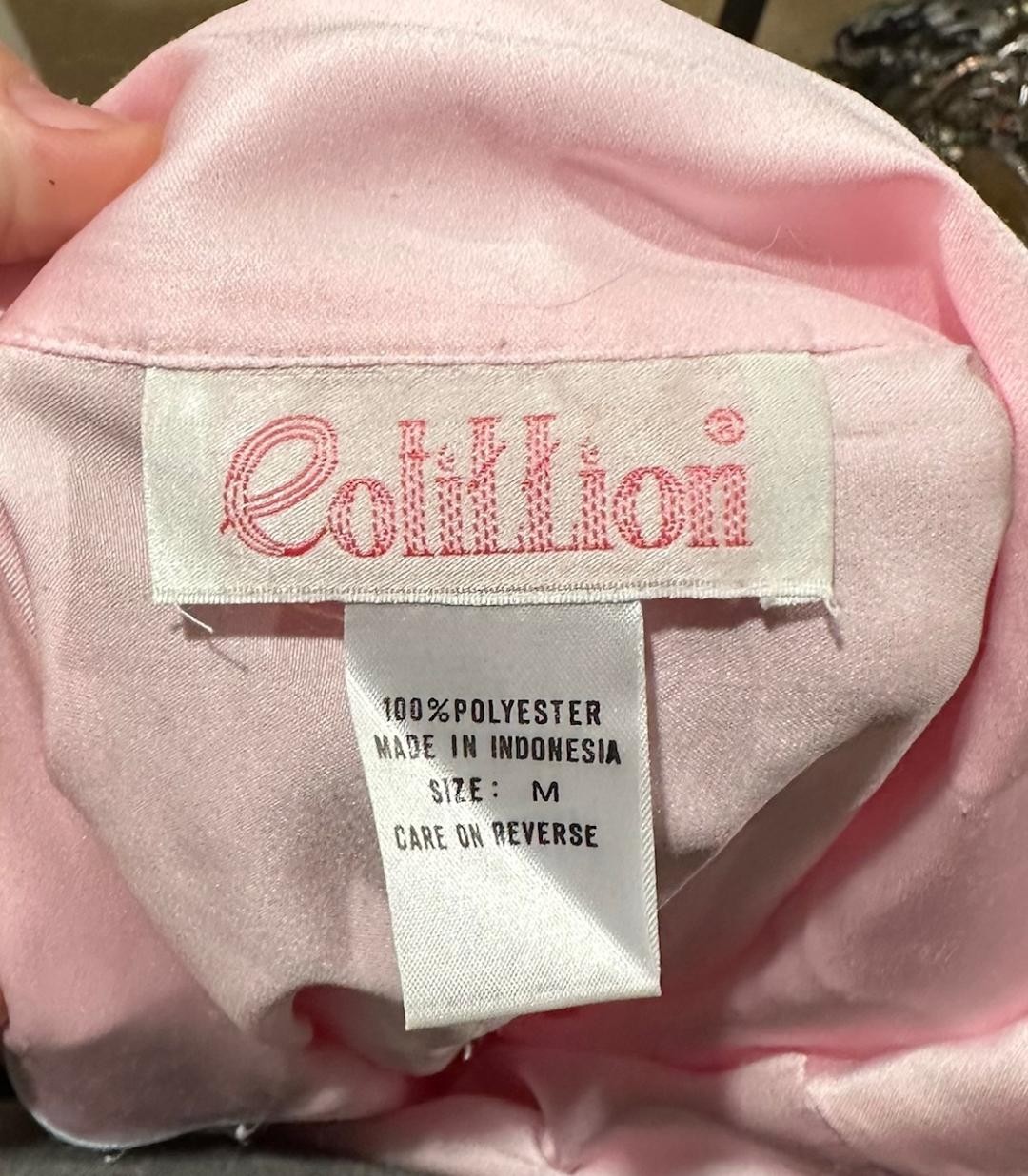 Vintage 1990’s Cotillion Pink Satin Night Sleep Button Shirt Soft Cozy Medium