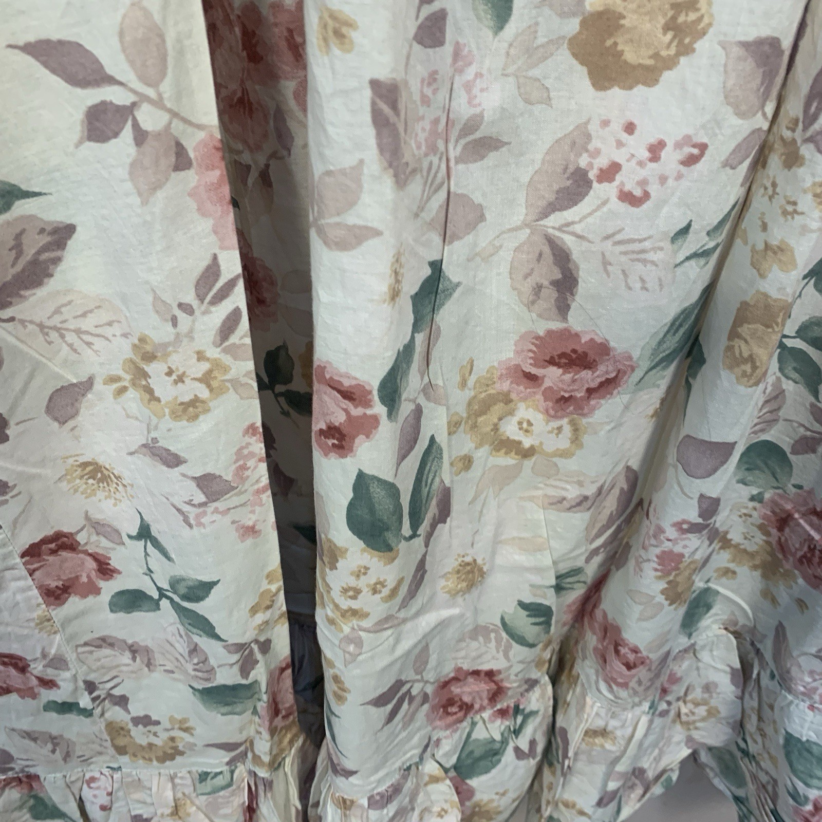 Victoria Secret VTG Gold Cotton Lace Floral Ribbon Cottage Prairie Nightdress XL