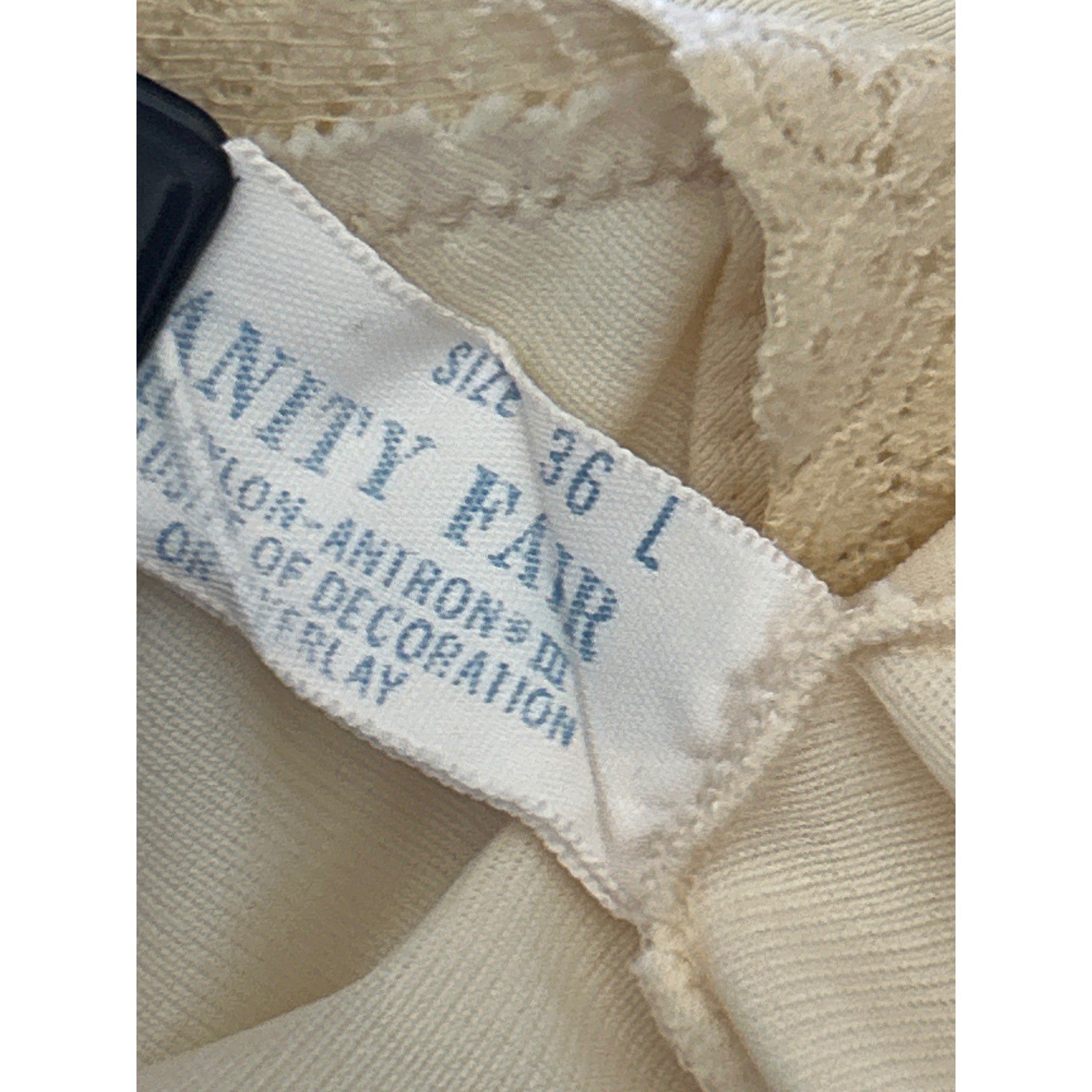 Vintage Vanity Fair Full Slip Dress Lace Trim Coquette Cottagecore Cream 36 L
