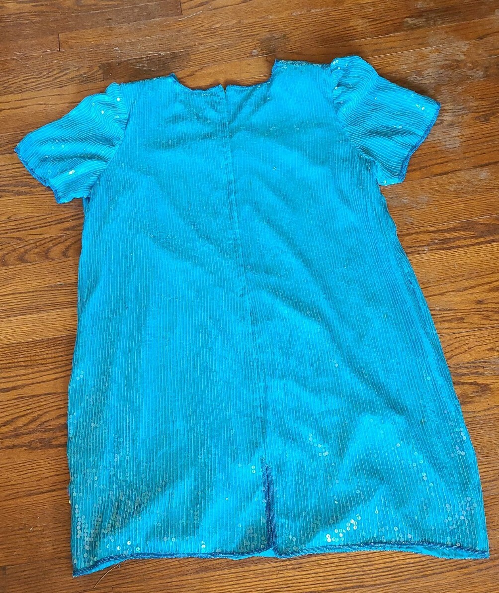 Vintage Jean for Joseph Le Bon Turquoise Sequins Dress Womans Size 28WP