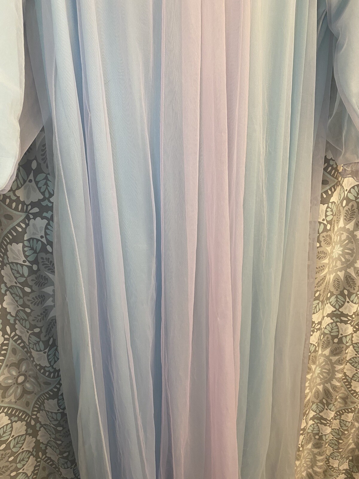 Vintage Cheoette 2 tone 2 layer Chiffon Peignoir Robe Med Blue & Purple