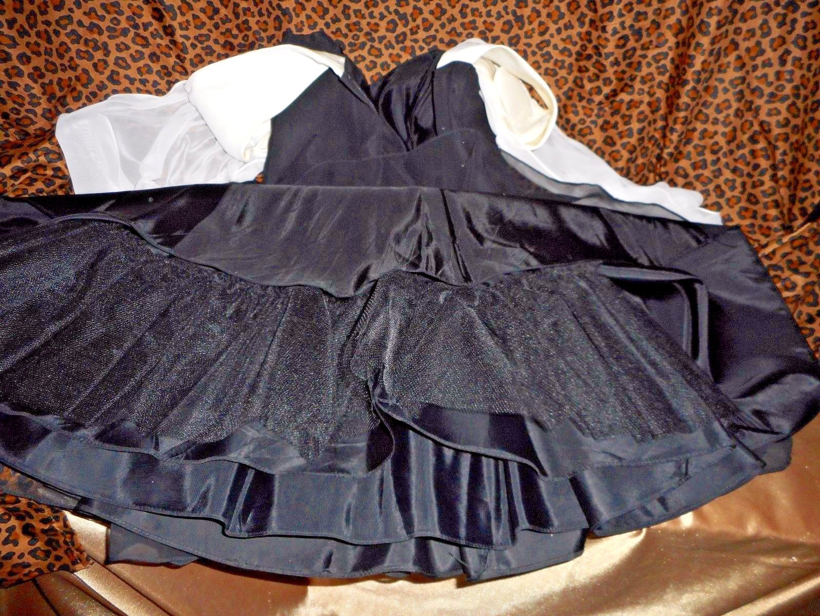 USA 4 Small Lillie Rubin B/W Formal Watteau Dress Chiffon Taffeta Crinoline