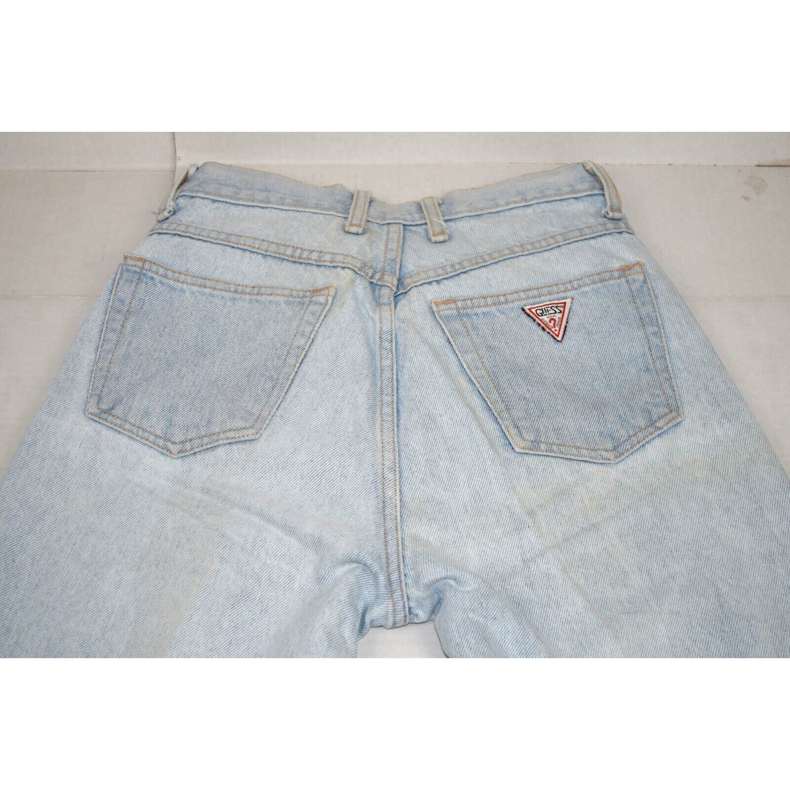 Vintage Guess Jeans Size 28 80s Pale Blue 3 Zip Fly Ankle Made USA