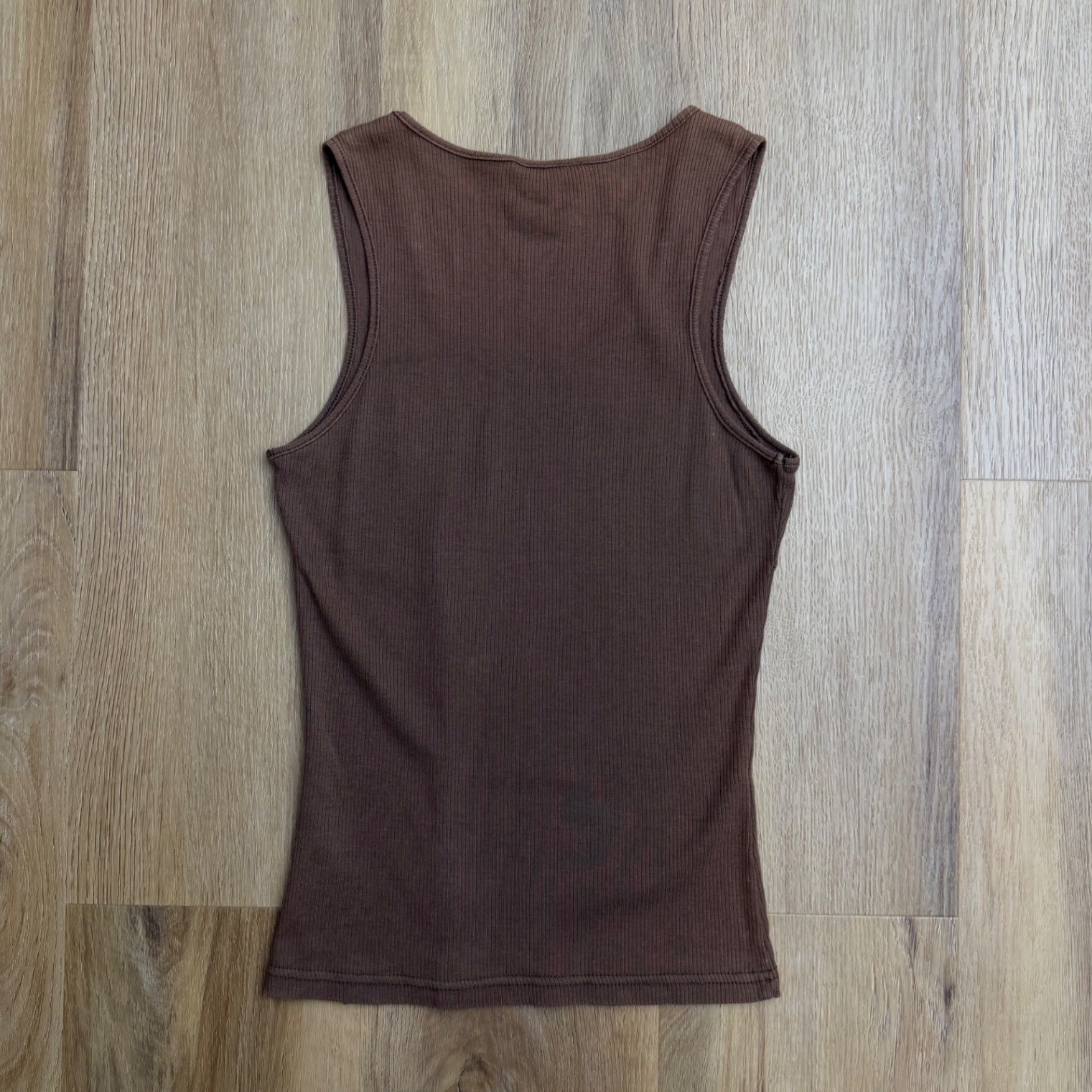 Vintage Guess Jeans Brown Rhinestone gem Logo Ribbed Tank Top Y2K S