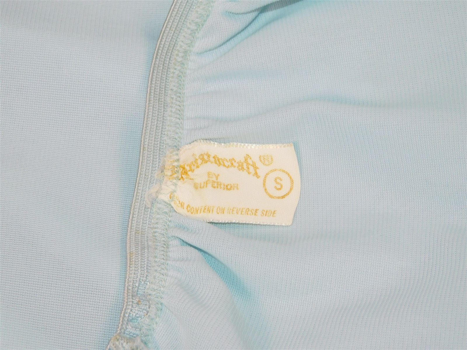 Vtg 1960s Blue Nylon Slip Embroidery Accents & Lace Hem Small Aristocraft