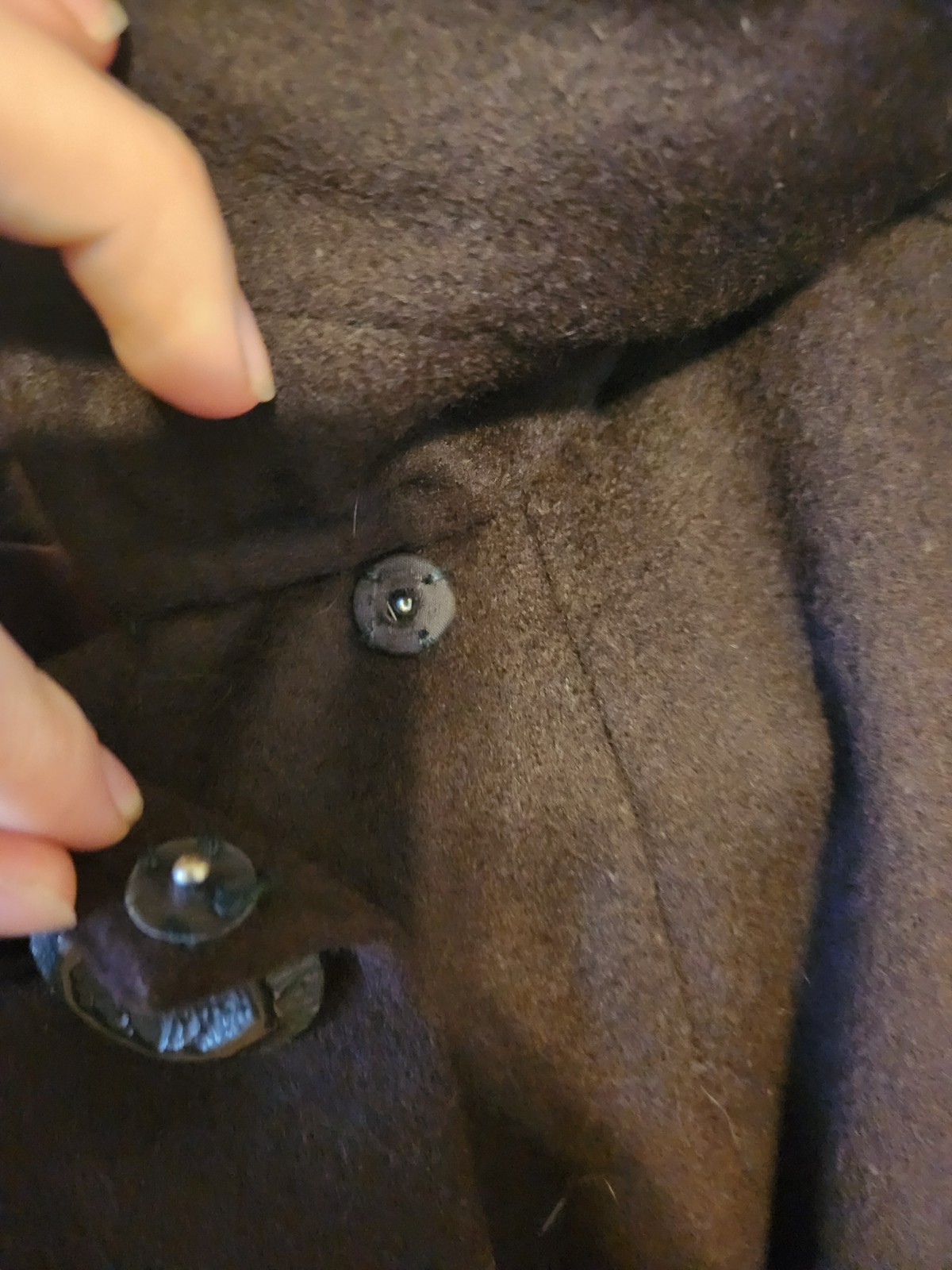 Vintage Brown Wool Coat with Satin Lining and Fur Collar, Workers Union Label