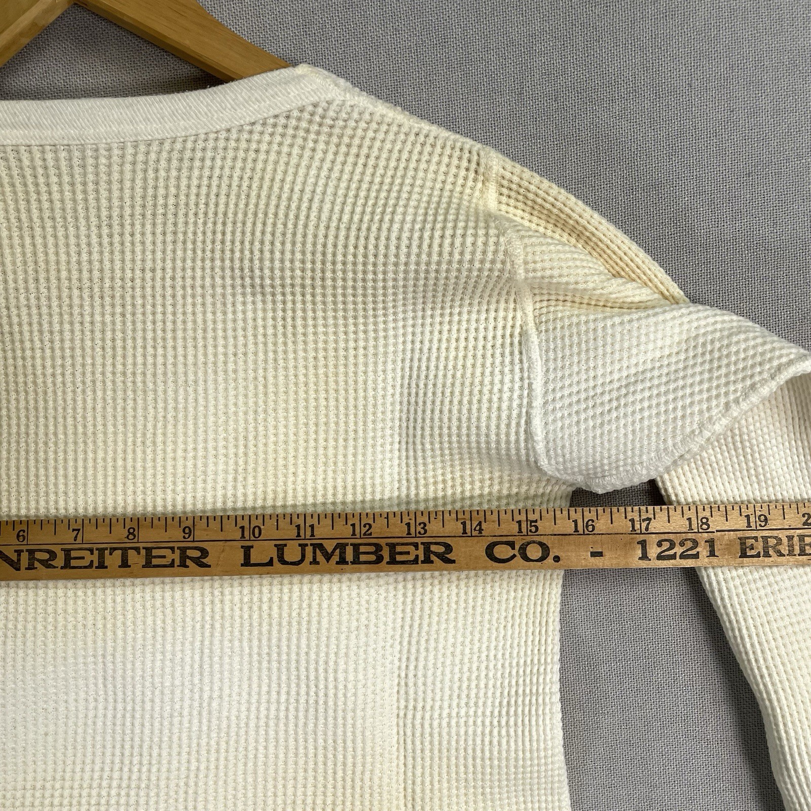 VINTAGE 50s 60s Sears Thermal T Shirt Womens Size Medium Waffle Knit Cotton Flaw