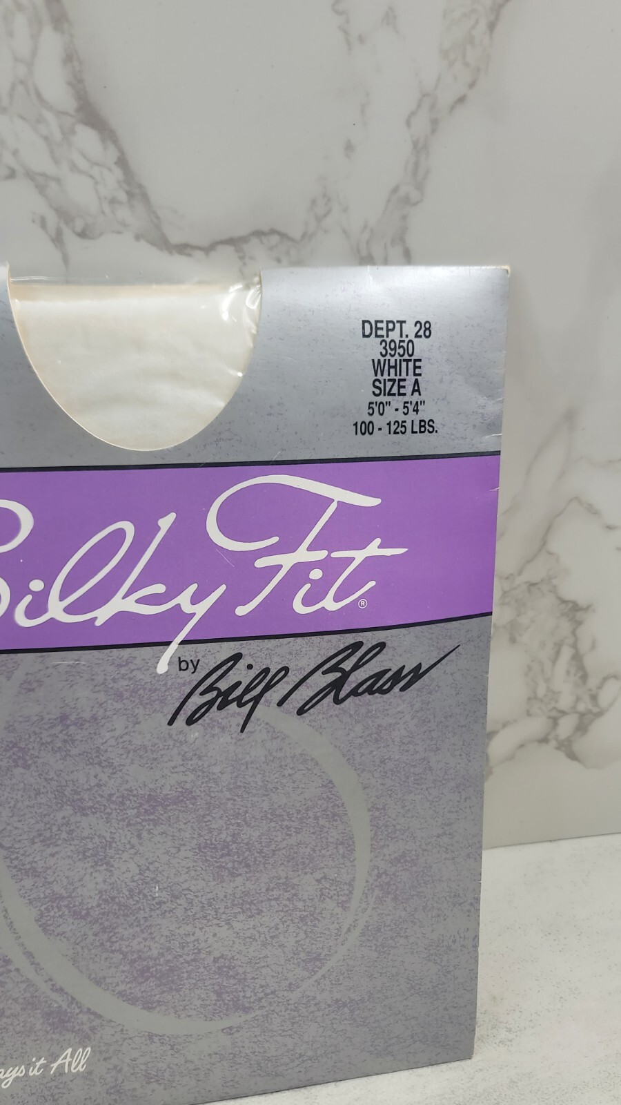 Vintage A Silky Fit Bill Blass Pantyhose White USA 3950 Classic Solid