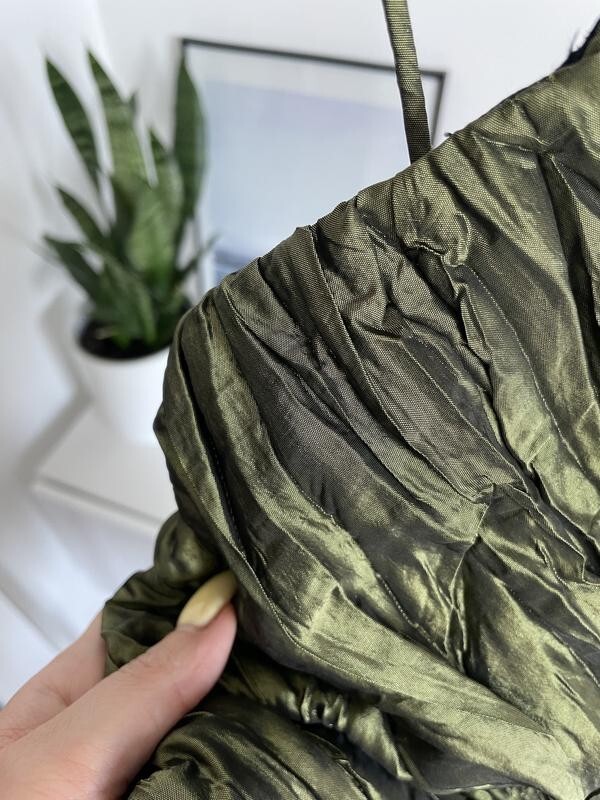 Vintage cocktail Dress Green gasoline size 4 pleated draped Niki by Niki Livas